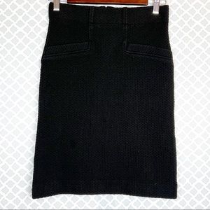 GUC Anthropologie Ganni Black Textured Ponte Knit Pencil Skirt